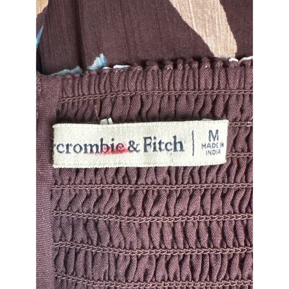 Abercrombie & Fitch Brown Emerson Long Sleeve Sheer Floral Midi Dress Sz Medium - Picture 7 of 8